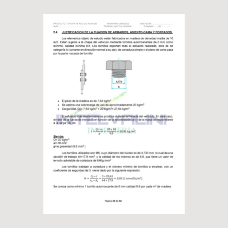 Imagen de Proyecto técnico para camperizar furgoneta Toyota Hiace