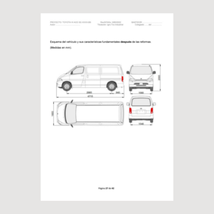 Imagen de Proyecto técnico para camperizar furgoneta Toyota Hiace