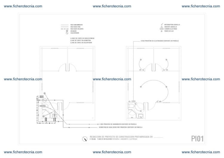 ejemplo del detalle del proyecto editable para casa prefabricada de madera