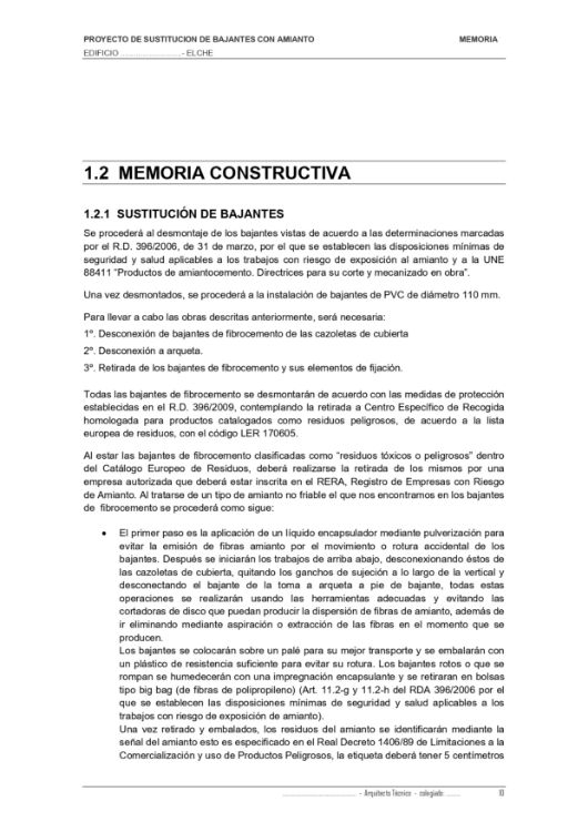 Imagen de Proyecto de retirada y sustitución de bajantes con amianto