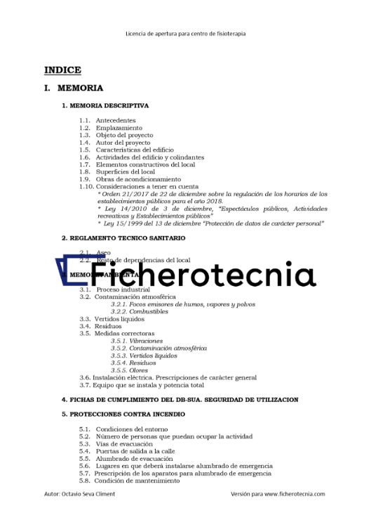 memoria descriptiva clínica fisioterapia 