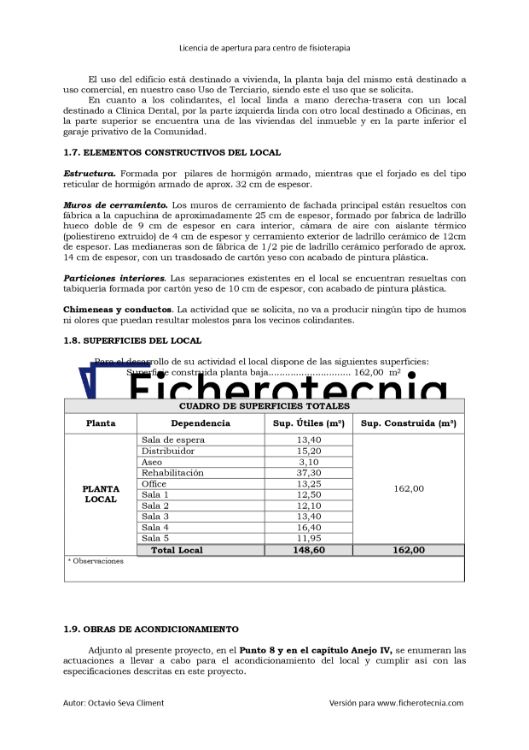 elementos constructivos proyecto clínica fisioterapia pdf