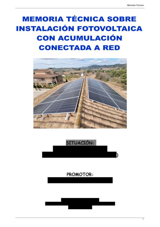 Imagen de Documentación personalizada para memoria fotovoltaica de hasta 10kW