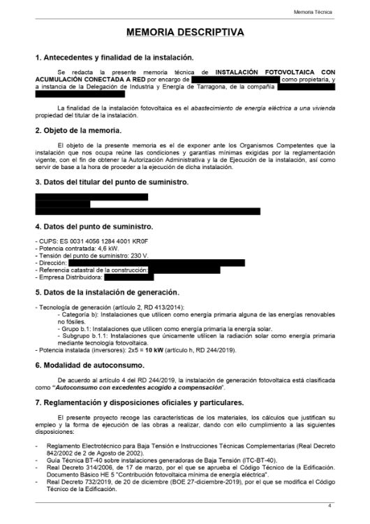 Imagen de Documentación personalizada para memoria fotovoltaica de hasta 10kW
