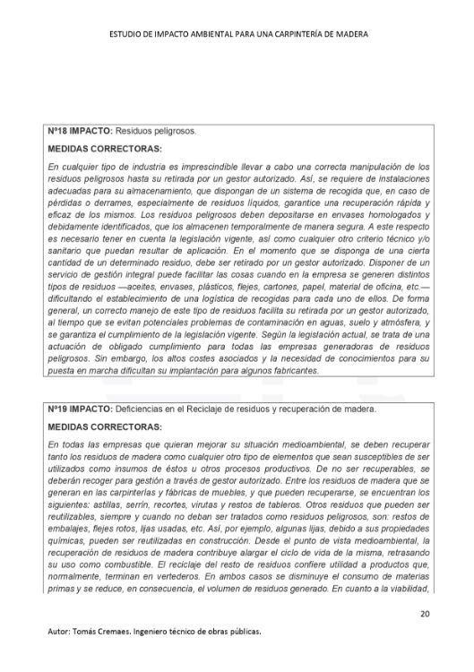 Imagen de Estudio de impacto ambiental para una carpintería de madera