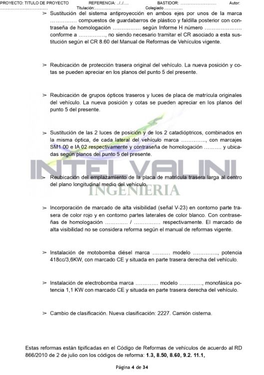 Imagen de Proyecto de homologación de camión para colocar cisterna de agua potable