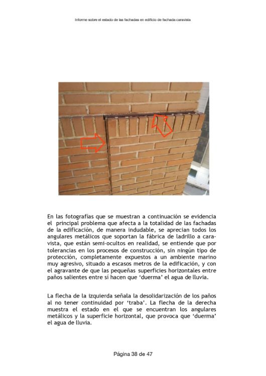 Imagen de Informe técnico sobre un edificio con daños en fachada caravista