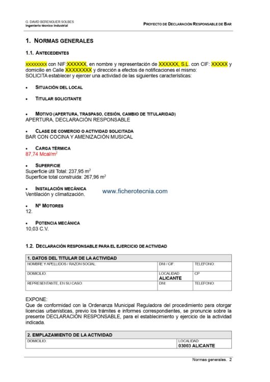declaracion responsable apertura bar