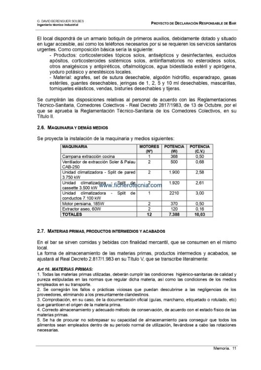 Imagen de Memoria técnica para acondicionamiento de local para abrir un bar