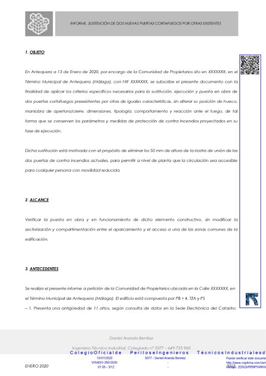 Imagen de Informe técnico sobre la sustitución de unas puertas contra incendios para mejorar la accesibilidad