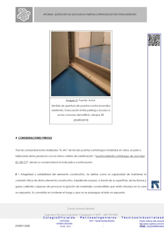 Imagen de Informe técnico sobre la sustitución de unas puertas contra incendios para mejorar la accesibilidad