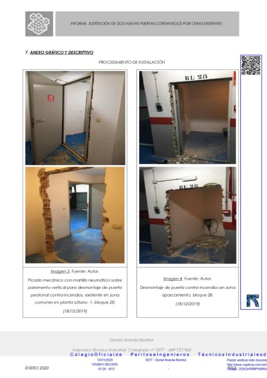 Imagen de Informe técnico sobre la sustitución de unas puertas contra incendios para mejorar la accesibilidad