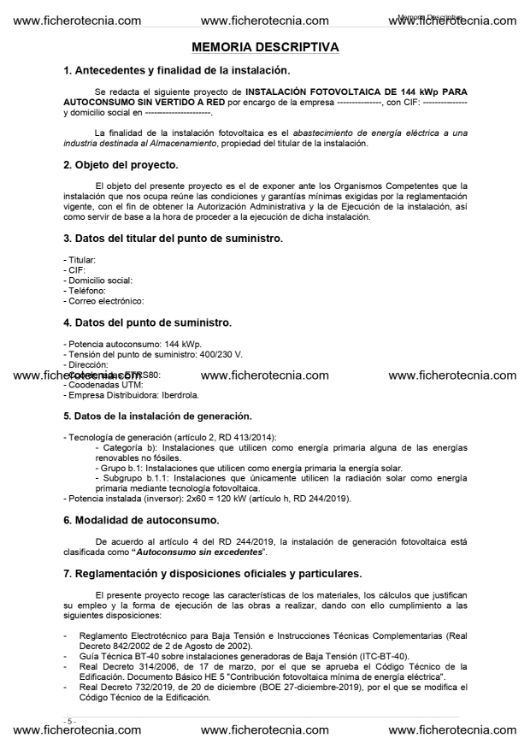 Imagen de Documentación personalizada para proyecto de instalación fotovoltaica de hasta 100kW 