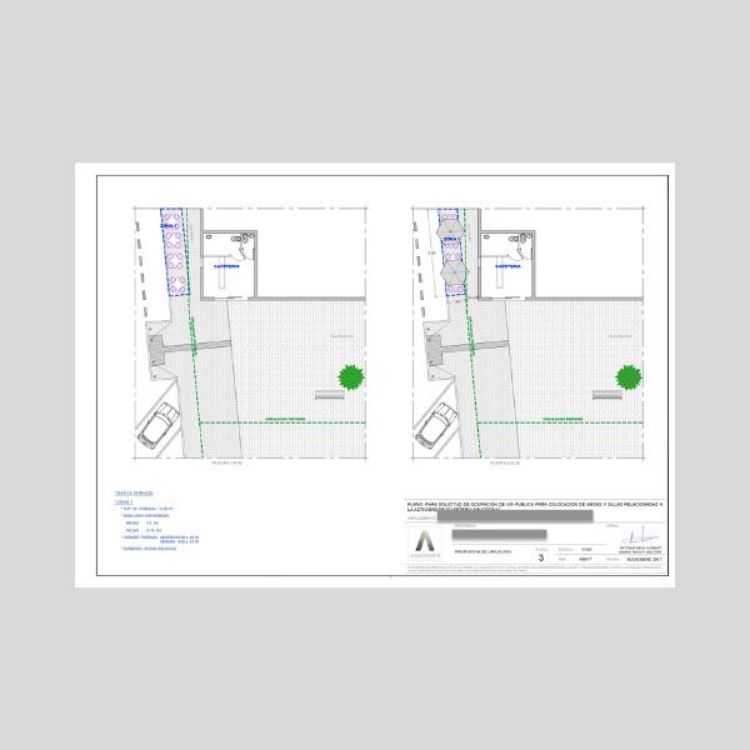 planos técnicos para solicitar terraza en bar cafeteria