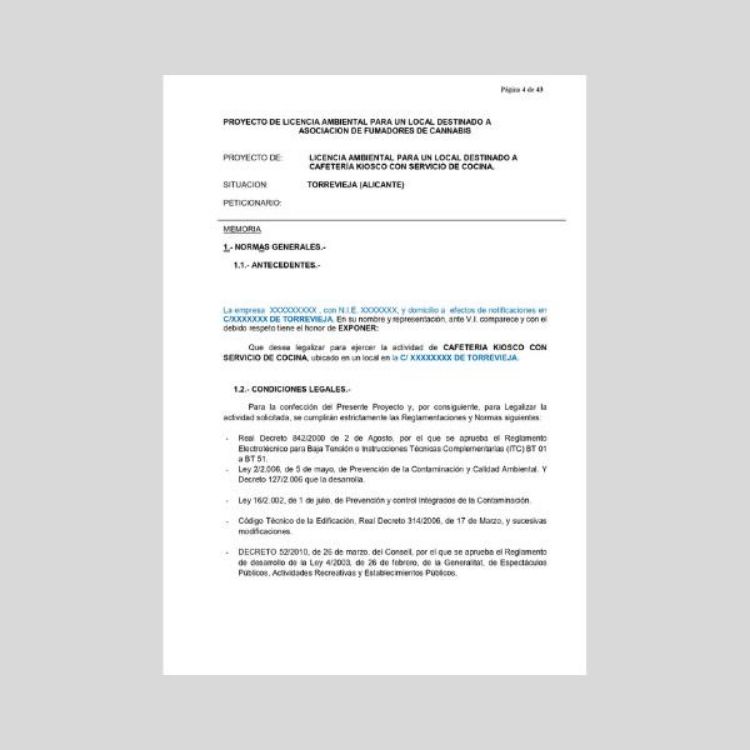 documentación técnica para abrir terraza bar