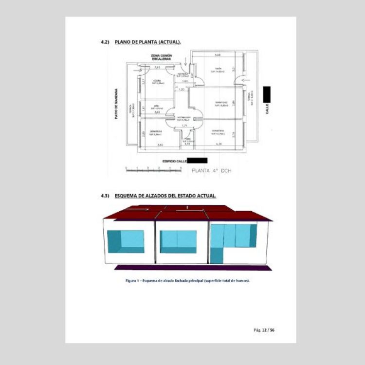 plano vivienda memoria justificativa para cambio de ventanas en una vivienda