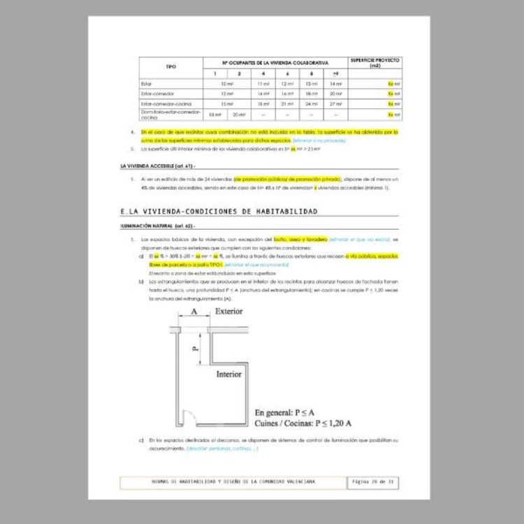 Imagen de Memoria para Normativa de habitabilidad de la Comunidad Valenciana