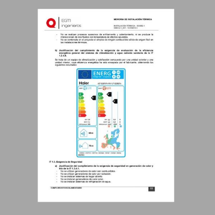 Imagen de Memoria técnica para instalación de aire acondicionado