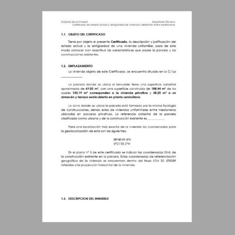 Imagen de Certificado de antiguedad de vivienda unifamiliar de varias alturas