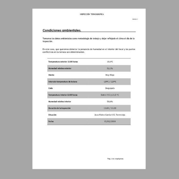 Imagen de Informe termográfico para averiguar las filtraciones en la cubierta comunitaria de un edificio