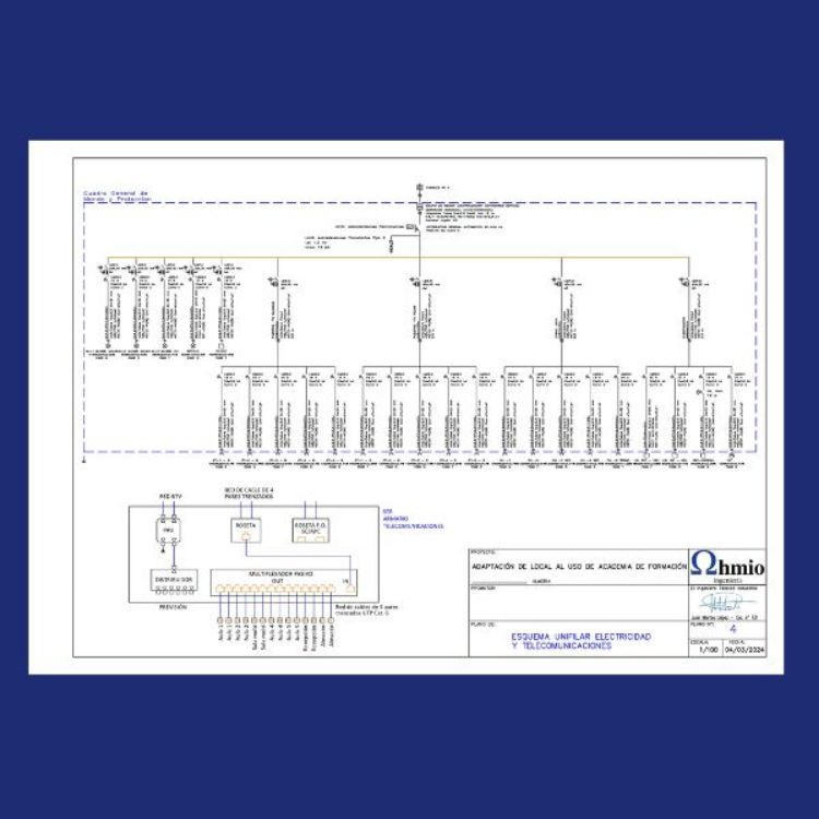 Esquema unifilar proyecto local uso academia de formación