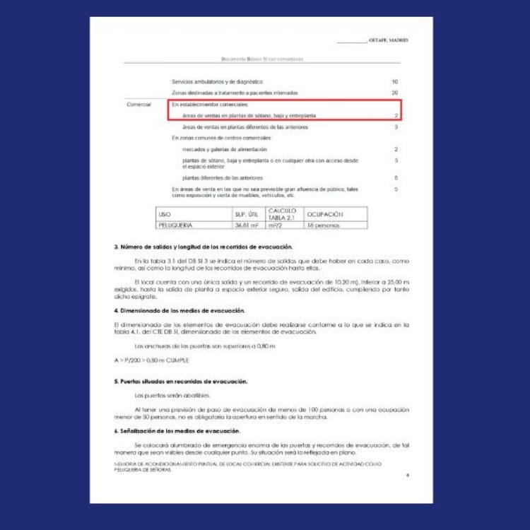 Imagen de Memoria para acondicionamiento puntual en local para peluquería en Madrid