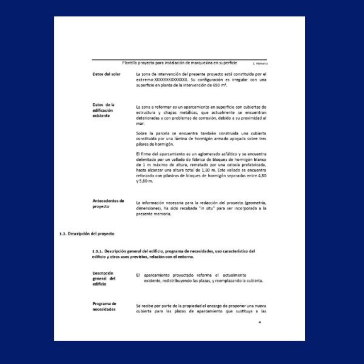 Imagen de Proyecto de marquesina para aparcamiento