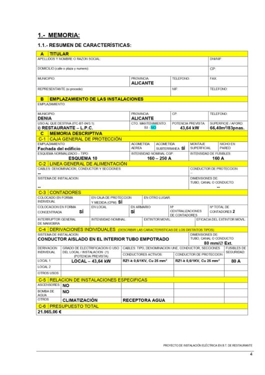 Imagen de Proyecto eléctrico para abrir un restaurante