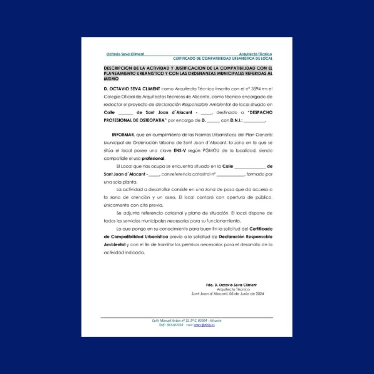 Imagen de Proyecto de apertura para un despacho de osteopatía
