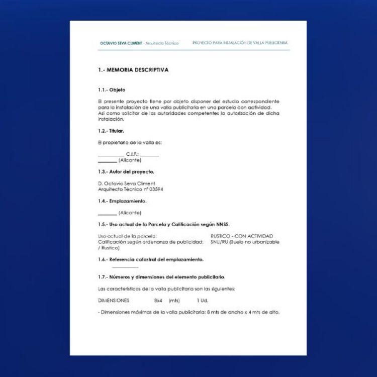 Imagen de Proyecto para instalación de valla publicitaria