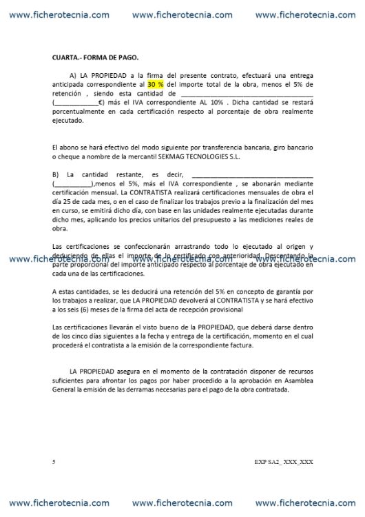 plantilla para contrato de ejecución de obra