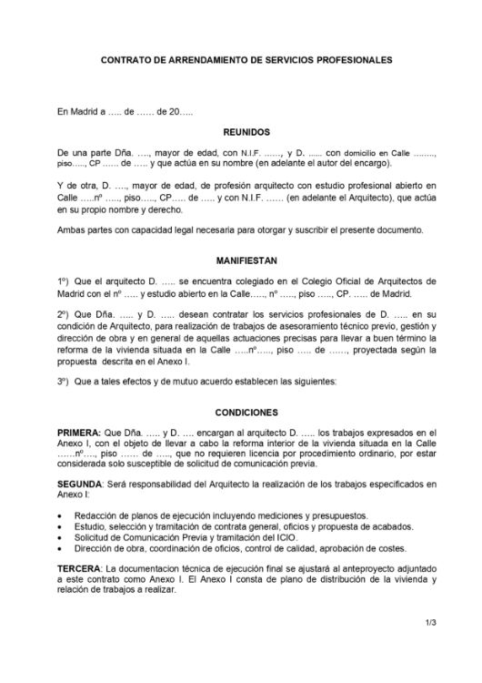 Contrato tipo para proyectos y servicios de arquitectura 