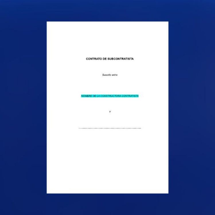 Modelo de contrato para subcontratistas en obras, reformas y rehabilitaciones