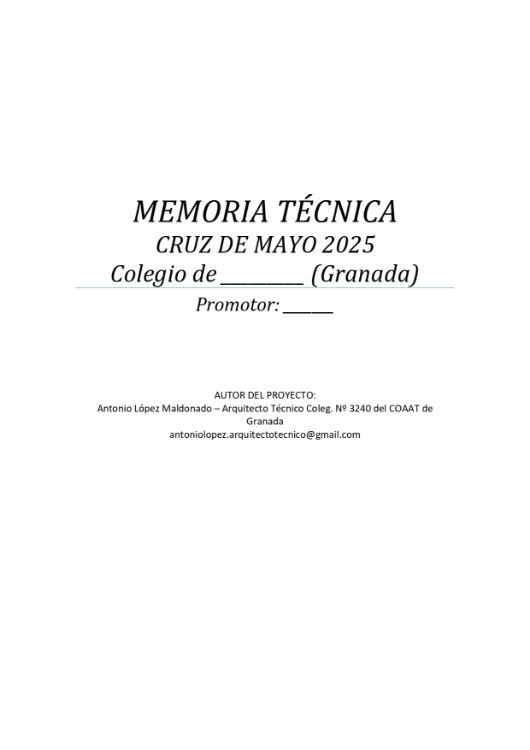 Imagen de Memoria técnica para instalación eventual dentro de un recinto