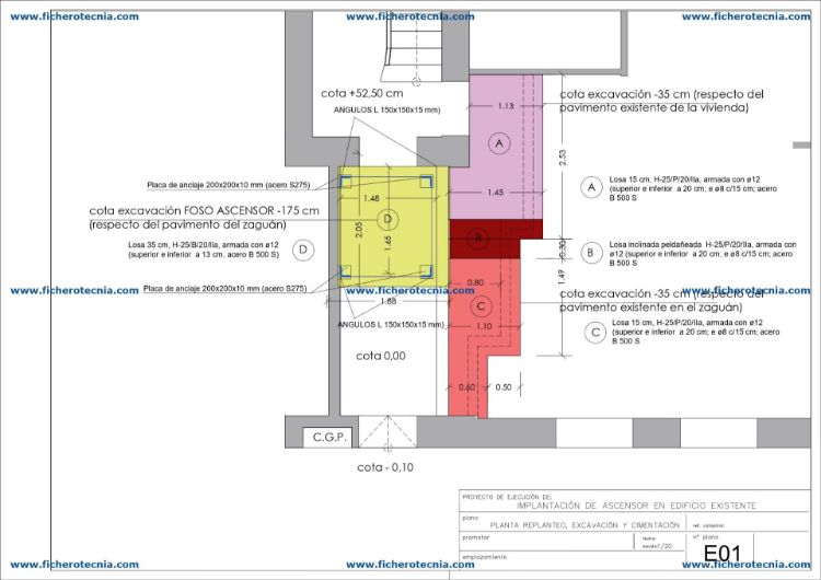 Imagen de Proyecto de ejecución para colocar un ascensor en un edificio existente con espacio reducido