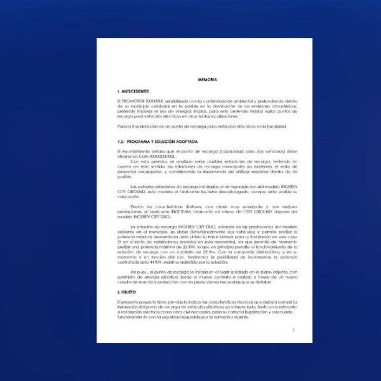 Imagen de Proyecto para instalación de punto de recarga de coche eléctrico en acera