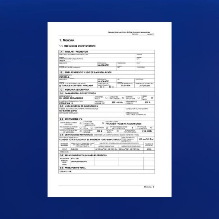 Imagen de Proyecto eléctrico de baja tensión para un parking público