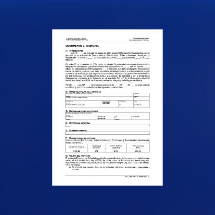 Imagen de Proyecto de actividad  para rocódromo en nave industrial