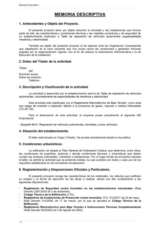 Imagen de Proyecto de actividad para taller mecánico en una nave industrial