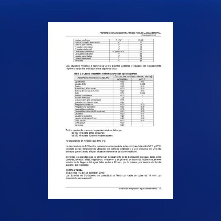 Imagen de Proyecto de instalaciones para pistas de pádel