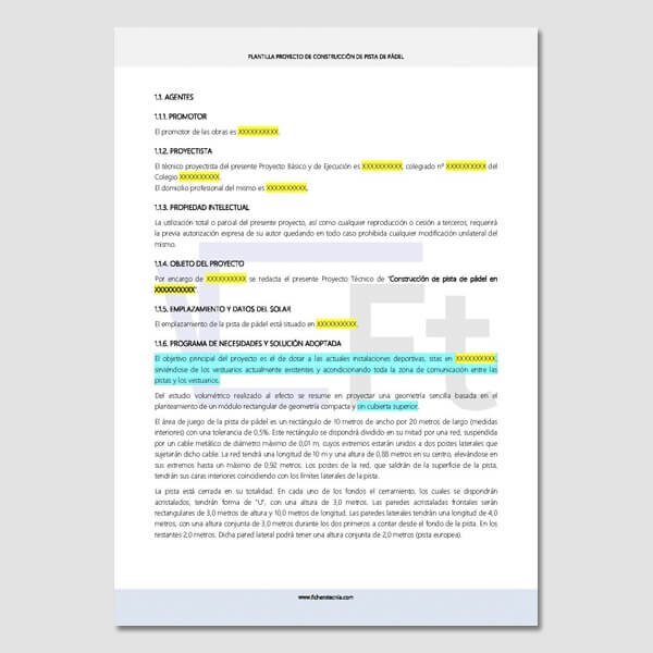 Plantilla para legalizar contrucciones de pádel
