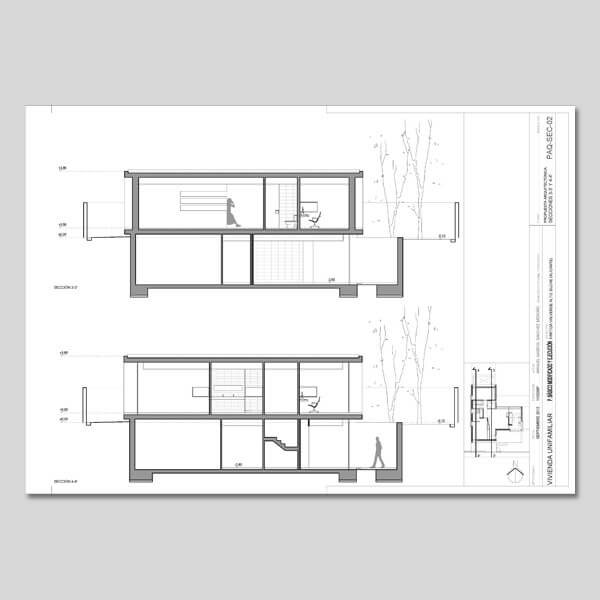 Planos y memoria descriptiva de casa con patio y sótano habitable - Imagen 3