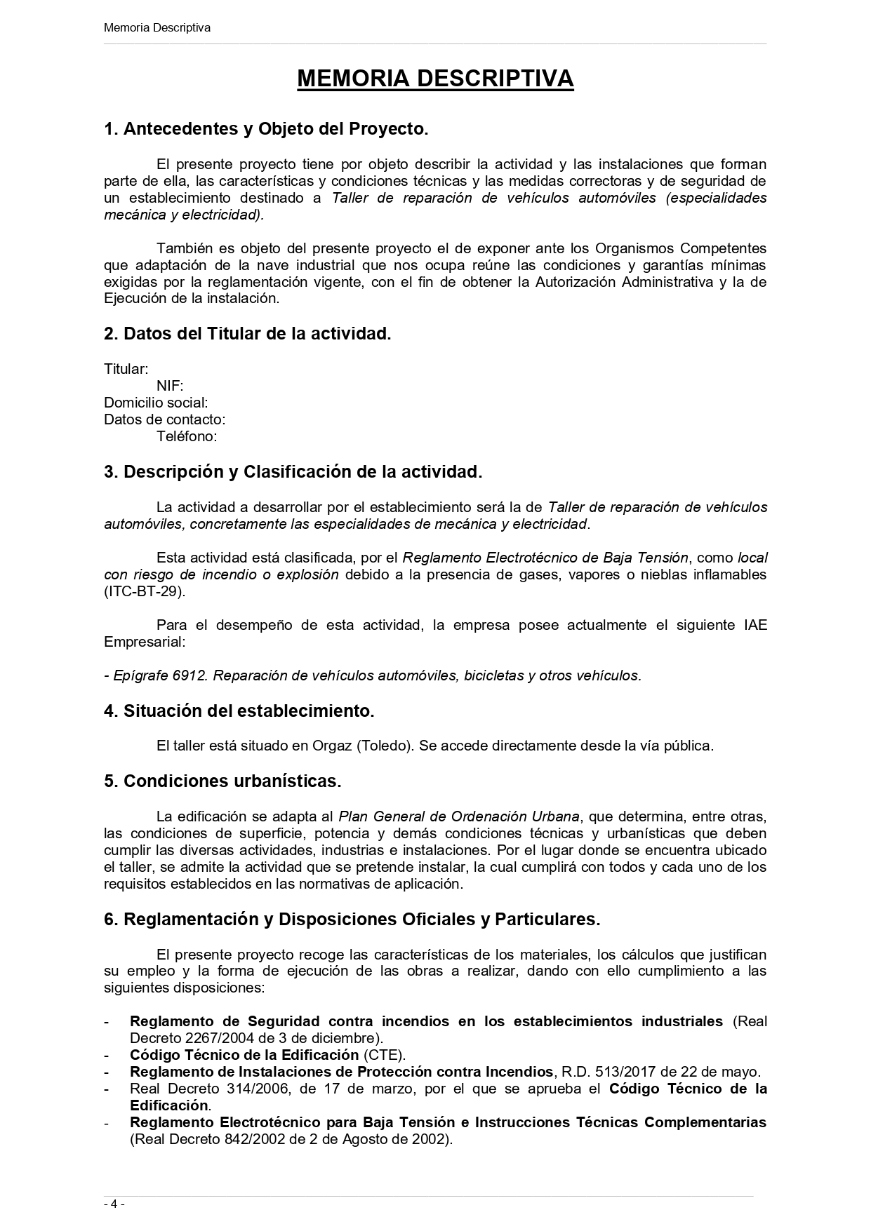 Proyecto de actividad para taller mecánico en una nave industrial - Imagen 3