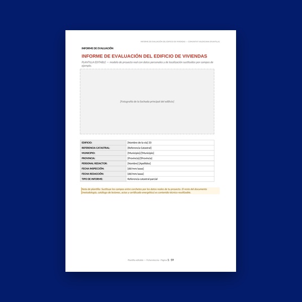 Informe de Evaluación de Edificio de Viviendas - Plantilla editable DOCX y modelo real - Imagen 2