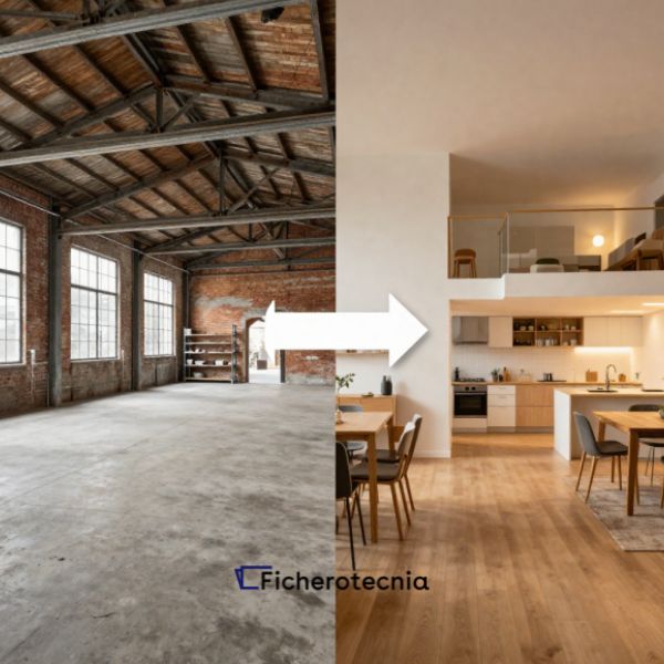 Proyecto cambio de uso de almacén a vivienda